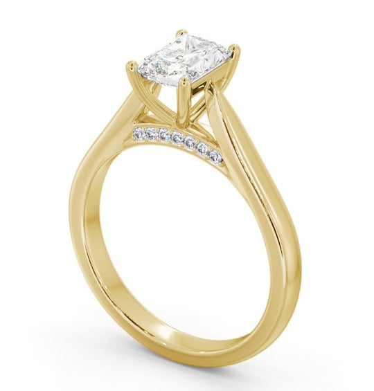 Radiant Diamond Engagement Ring with Diamond Set Bridge 18K Yellow Gold Solitaire ENRA27_YG_THUMB1 