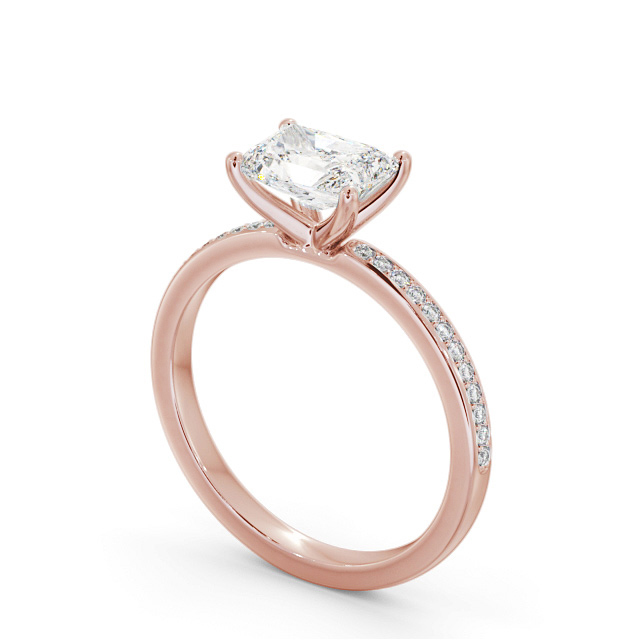 Radiant Diamond Engagement Ring 9K Rose Gold Solitaire With Side Stones - Haines ENRA27S_RG_SIDE