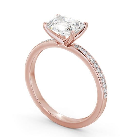  Radiant Diamond Engagement Ring 18K Rose Gold Solitaire With Side Stones - Haines ENRA27S_RG_THUMB1 