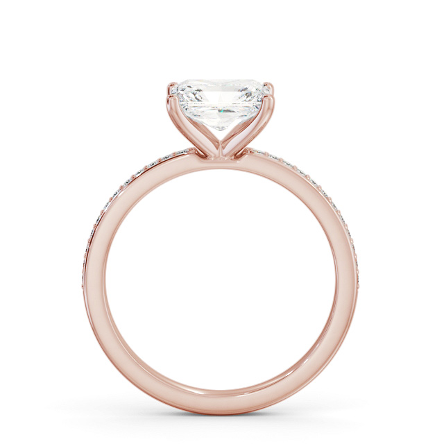 Radiant Diamond Engagement Ring 9K Rose Gold Solitaire With Side Stones - Haines ENRA27S_RG_UP
