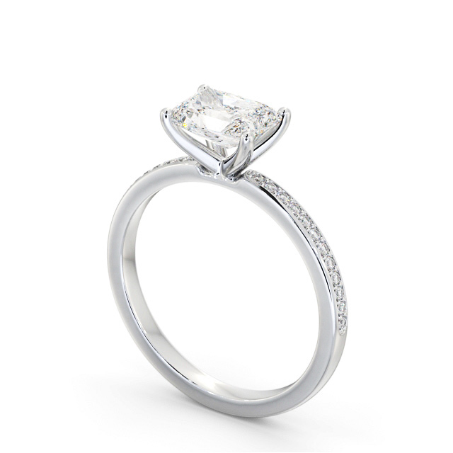 Radiant Diamond Engagement Ring 18K White Gold Solitaire With Side Stones - Haines ENRA27S_WG_SIDE