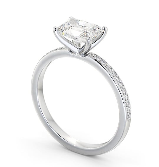  Radiant Diamond Engagement Ring Platinum Solitaire With Side Stones - Haines ENRA27S_WG_THUMB1 