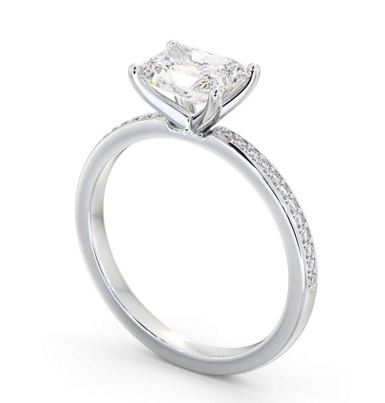 Radiant Diamond East To West Engagement Ring 9K White Gold Solitaire with Channel Set Side Stones ENRA27S_WG_THUMB1