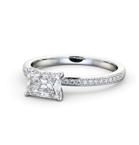  Radiant Diamond Engagement Ring 9K White Gold Solitaire With Side Stones - Haines ENRA27S_WG_THUMB2 