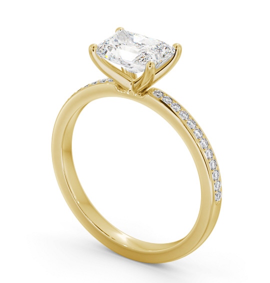  Radiant Diamond Engagement Ring 18K Yellow Gold Solitaire With Side Stones - Haines ENRA27S_YG_THUMB1 