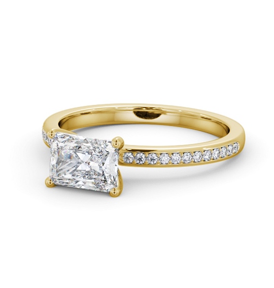  Radiant Diamond Engagement Ring 18K Yellow Gold Solitaire With Side Stones - Haines ENRA27S_YG_THUMB2 