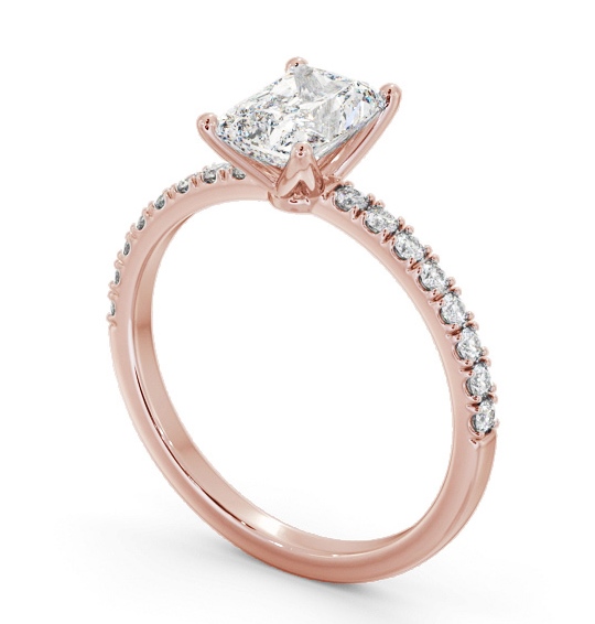 Radiant Diamond 4 Prong Engagement Ring 9K Rose Gold Solitaire with Channel Set Side Stones ENRA28S_RG_THUMB1