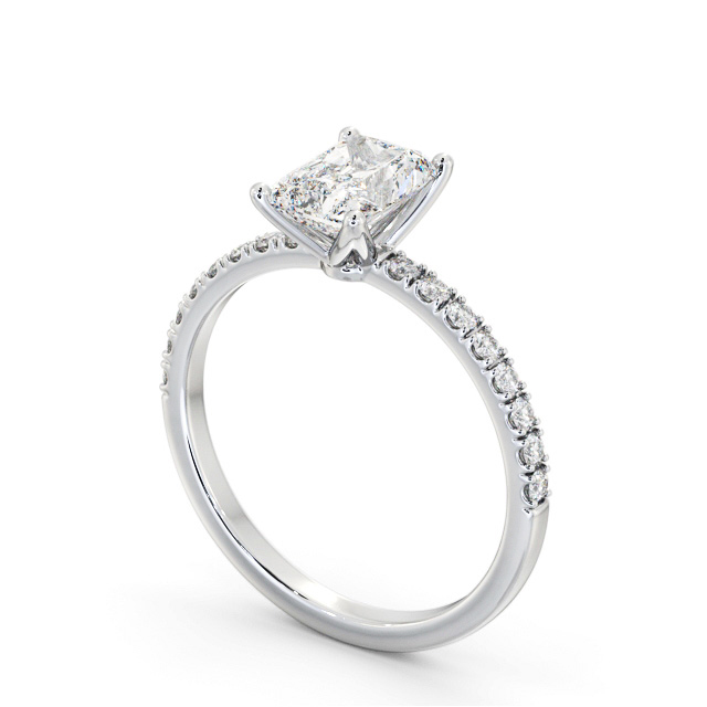 Radiant Diamond Engagement Ring Platinum Solitaire With Side Stones - Aisha ENRA28S_WG_SIDE