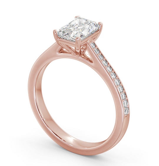 Radiant Diamond 4 Prong Engagement Ring 9K Rose Gold Solitaire with Channel Set Side Stones ENRA29S_RG_THUMB1 