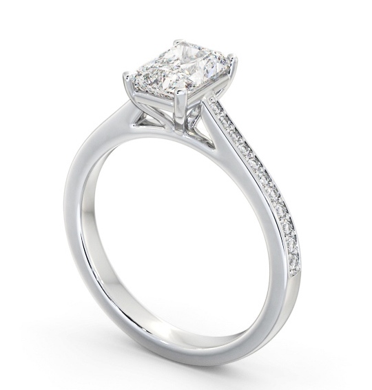  Radiant Diamond Engagement Ring Platinum Solitaire With Side Stones - Brennan ENRA29S_WG_THUMB1 