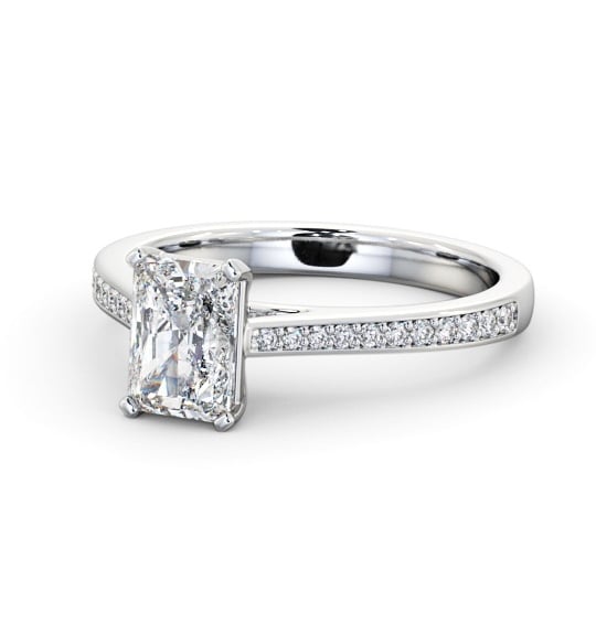  Radiant Diamond Engagement Ring Platinum Solitaire With Side Stones - Brennan ENRA29S_WG_THUMB2 