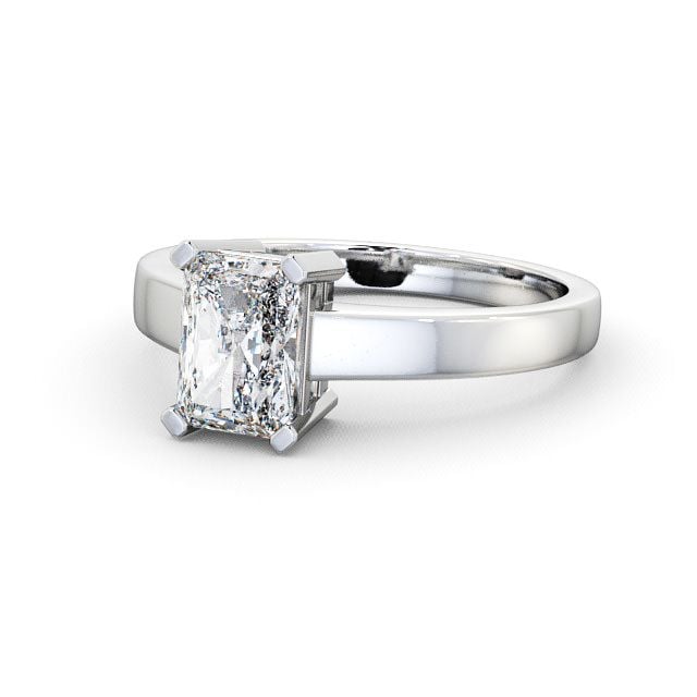 Radiant Diamond Engagement Ring 18K White Gold Solitaire - Oaken ENRA2_WG_FLAT