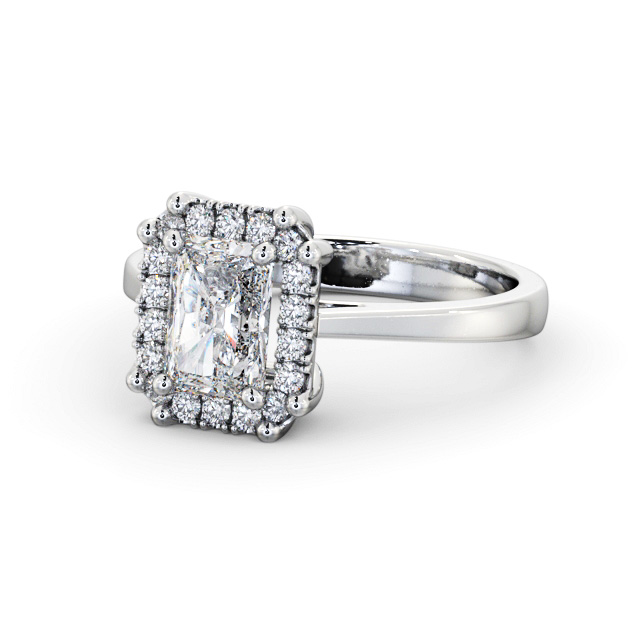 Halo Radiant Diamond Engagement Ring 9K White Gold - Broseley ENRA30_WG_FLAT