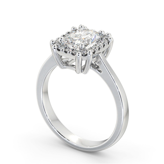 Halo Radiant Diamond Engagement Ring 18K White Gold - Broseley ENRA30_WG_SIDE