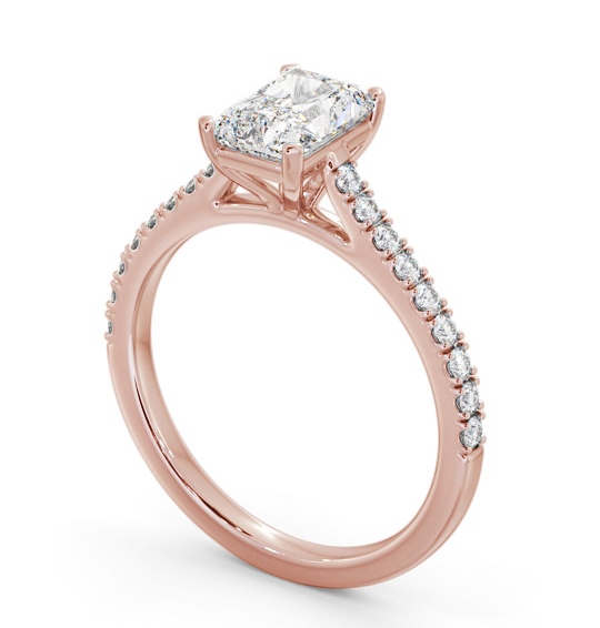 Radiant Diamond 4 Prong Engagement Ring 9K Rose Gold Solitaire with Channel Set Side Stones ENRA30S_RG_THUMB1 