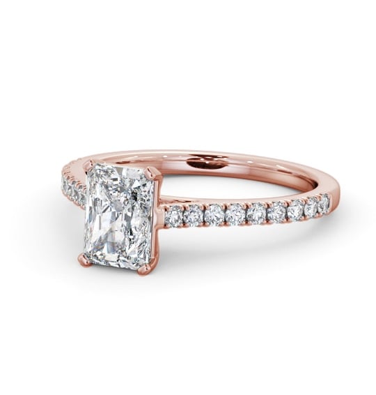 Radiant Diamond 4 Prong Engagement Ring 9K Rose Gold Solitaire with Channel Set Side Stones ENRA30S_RG_THUMB2 