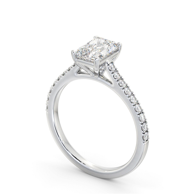 Radiant Diamond Engagement Ring Platinum Solitaire With Side Stones - Levison
