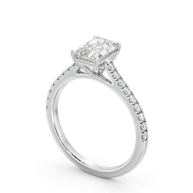 Radiant Diamond Engagement Ring 18K White Gold Solitaire With Side Stones - Levison ENRA30S_WG_SIDE