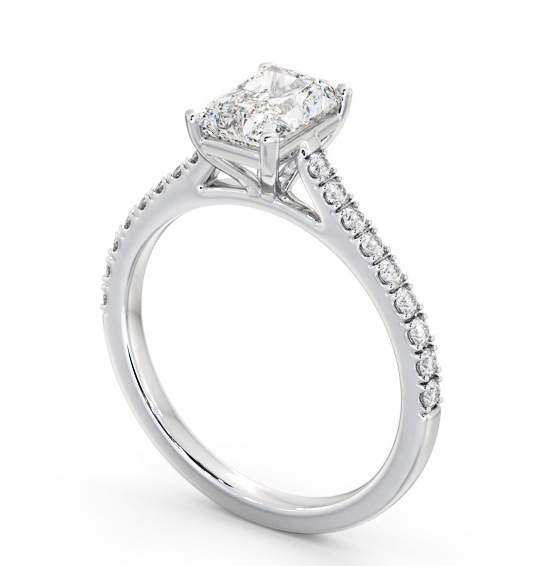  Radiant Diamond Engagement Ring 18K White Gold Solitaire With Side Stones - Levison ENRA30S_WG_THUMB1 