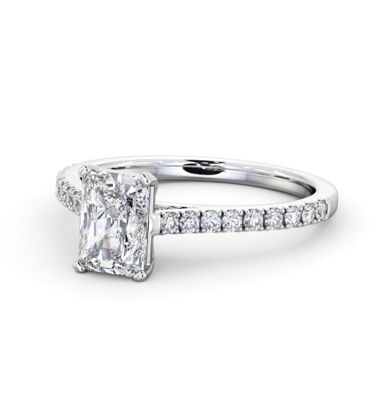  Radiant Diamond Engagement Ring 18K White Gold Solitaire With Side Stones - Levison ENRA30S_WG_THUMB2 