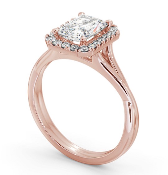 Halo Radiant Diamond Crossover Band Engagement Ring 18K Rose Gold ENRA31_RG_THUMB1