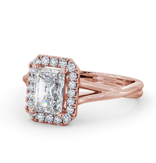 Halo Radiant Diamond Crossover Band Engagement Ring 9K Rose Gold ENRA31_RG_THUMB2 
