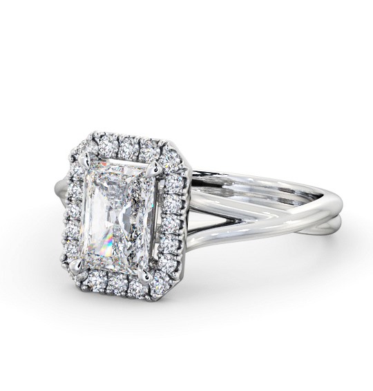 Halo Radiant Diamond Crossover Band Engagement Ring 18K White Gold ENRA31_WG_THUMB2 