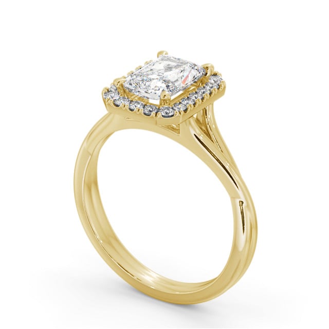 Halo Radiant Diamond Engagement Ring 9K Yellow Gold - Cincain ENRA31_YG_SIDE