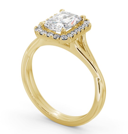 Halo Radiant Diamond Crossover Band Engagement Ring 18K Yellow Gold ENRA31_YG_THUMB1 