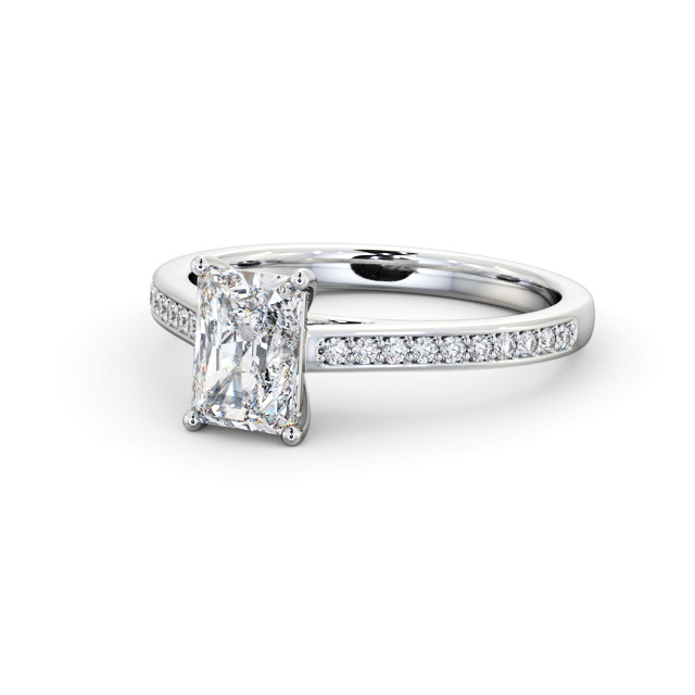 Radiant Diamond Engagement Ring Platinum Solitaire With Side Stones - Atlanta ENRA31S_WG_FLAT