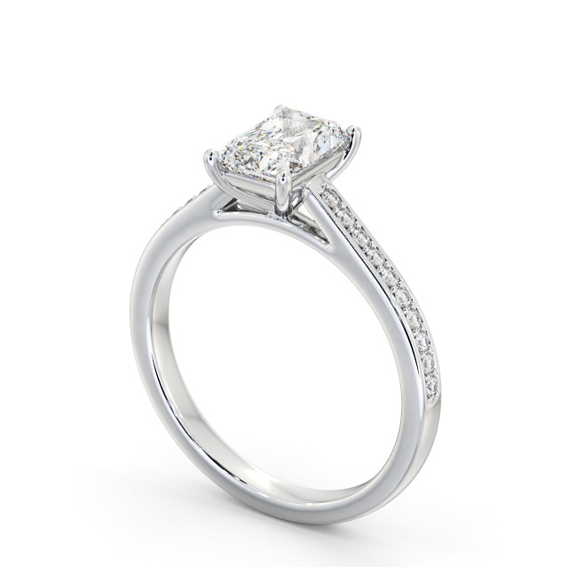 Radiant Diamond Engagement Ring Platinum Solitaire With Side Stones - Atlanta ENRA31S_WG_SIDE