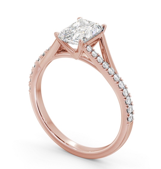 Radiant Diamond Engagement Ring 18K Rose Gold Solitaire with Offset Side Stones ENRA32S_RG_THUMB1