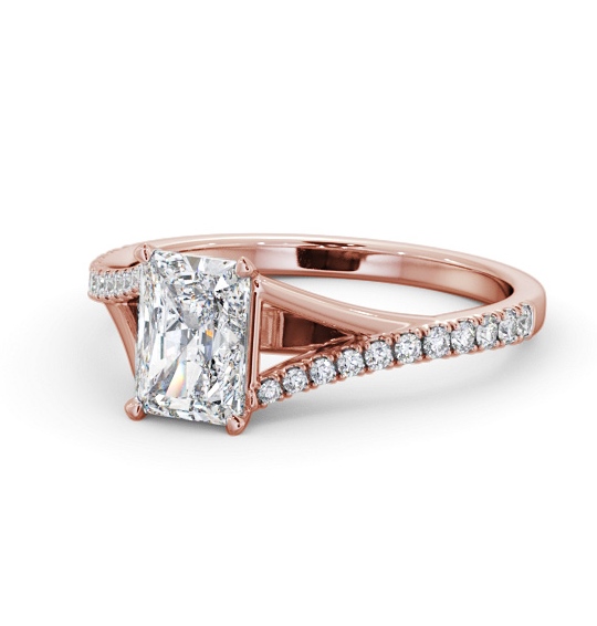 Radiant Diamond Engagement Ring 9K Rose Gold Solitaire with Offset Side Stones ENRA32S_RG_THUMB2 