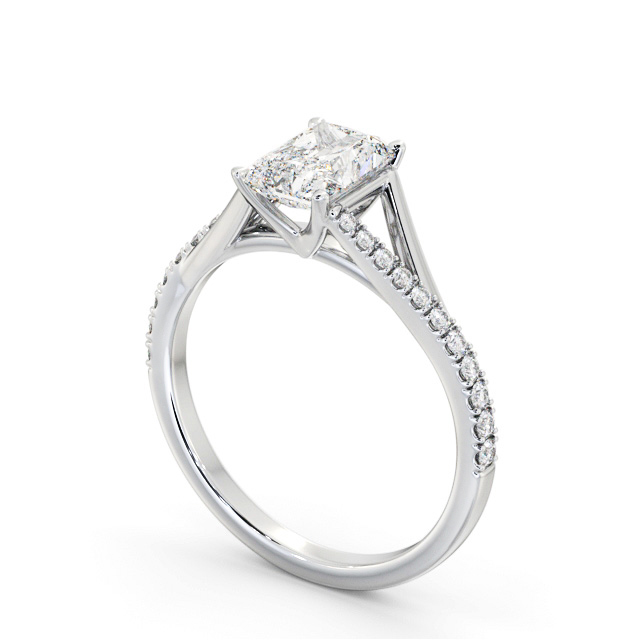 Radiant Diamond Engagement Ring Platinum Solitaire With Side Stones - Garzel ENRA32S_WG_SIDE