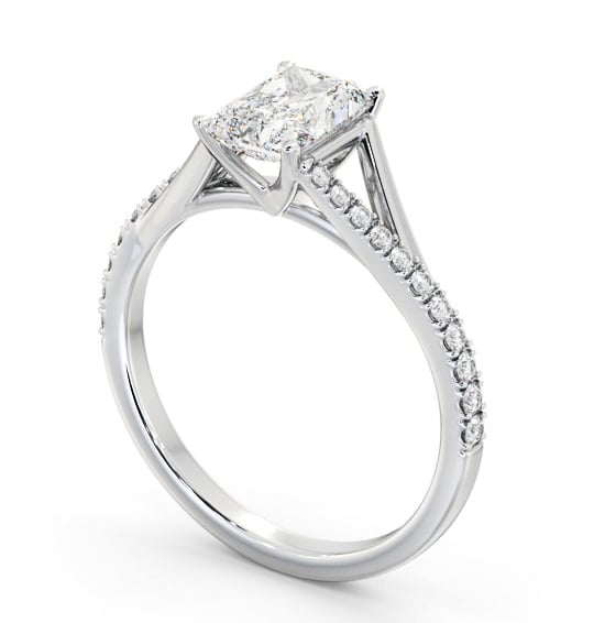  Radiant Diamond Engagement Ring 18K White Gold Solitaire With Side Stones - Garzel ENRA32S_WG_THUMB1 