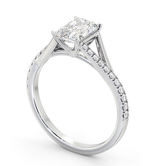 Radiant Diamond Engagement Ring Palladium Solitaire with Offset Side Stones ENRA32S_WG_THUMB1