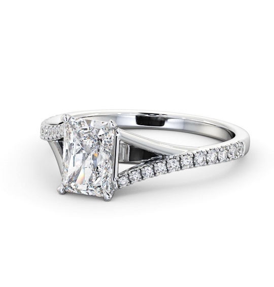  Radiant Diamond Engagement Ring 18K White Gold Solitaire With Side Stones - Garzel ENRA32S_WG_THUMB2 