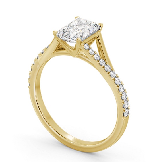  Radiant Diamond Engagement Ring 18K Yellow Gold Solitaire With Side Stones - Garzel ENRA32S_YG_THUMB1 