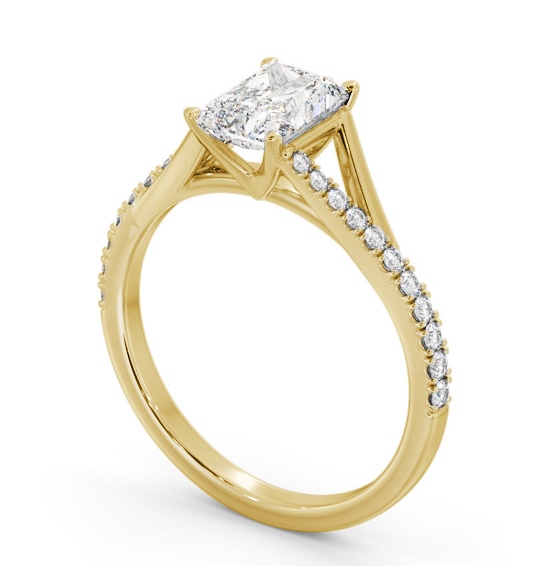 Radiant Diamond Engagement Ring 18K Yellow Gold Solitaire with Offset Side Stones ENRA32S_YG_THUMB1