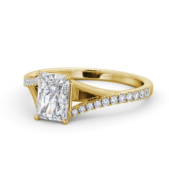  Radiant Diamond Engagement Ring 9K Yellow Gold Solitaire With Side Stones - Garzel ENRA32S_YG_THUMB2 