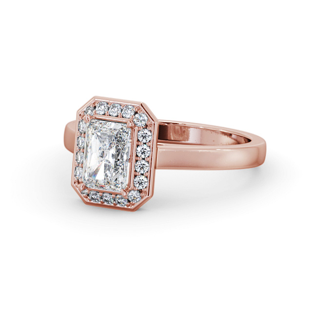 Halo Radiant Diamond Engagement Ring 9K Rose Gold - Astrid ENRA33_RG_FLAT