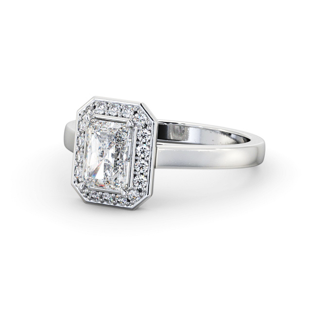 Halo Radiant Diamond Engagement Ring 18K White Gold - Astrid ENRA33_WG_FLAT