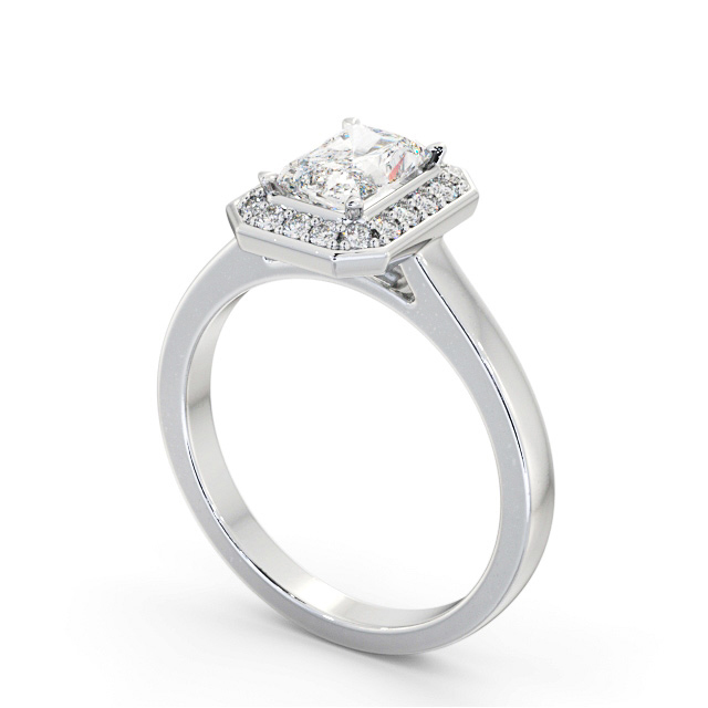 Halo Radiant Diamond Engagement Ring Palladium - Astrid ENRA33_WG_SIDE