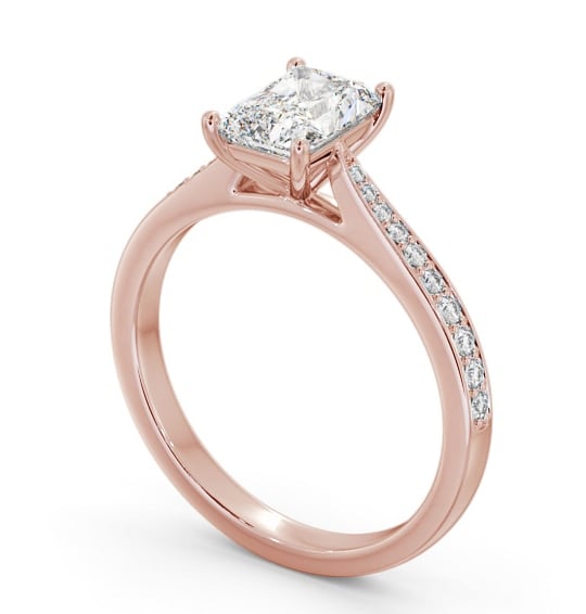 Radiant Diamond Tapered Band Engagement Ring 9K Rose Gold Solitaire with Channel Set Side Stones ENRA33S_RG_THUMB1