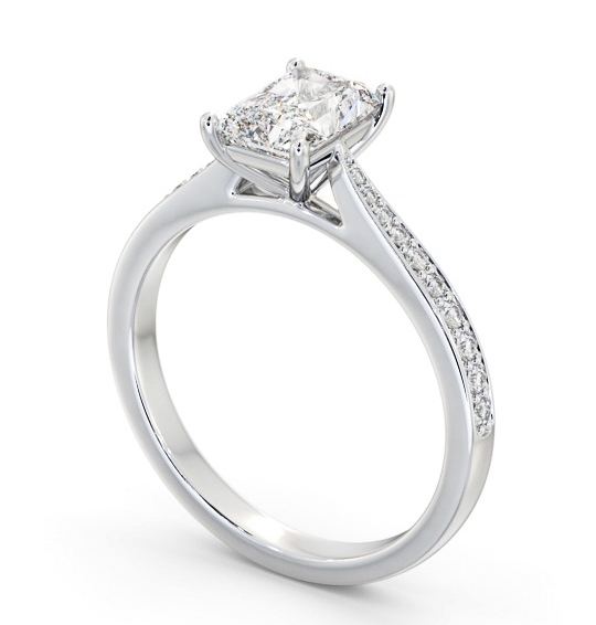  Radiant Diamond Engagement Ring 18K White Gold Solitaire With Side Stones - Aydin ENRA33S_WG_THUMB1 