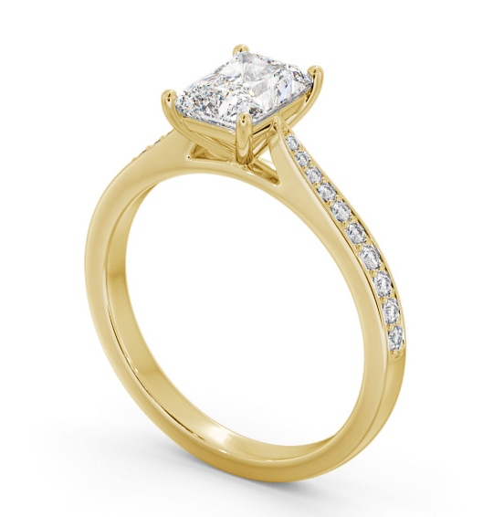 Radiant Diamond Tapered Band Engagement Ring 9K Yellow Gold Solitaire with Channel Set Side Stones ENRA33S_YG_THUMB1