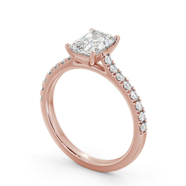 Radiant Diamond Engagement Ring 18K Rose Gold Solitaire With Side Stones - Carrillo ENRA34S_RG_SIDE