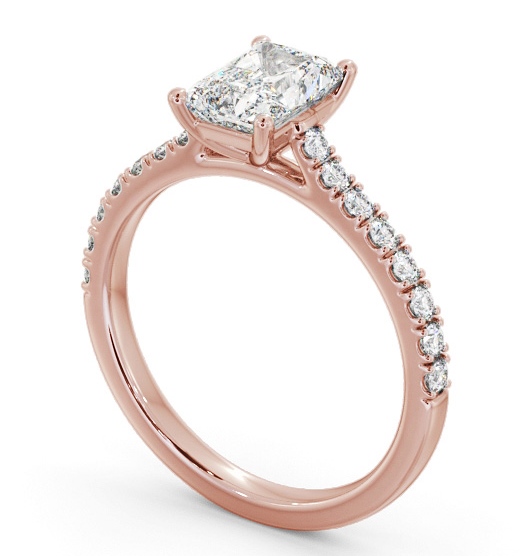 Radiant Diamond 4 Prong Engagement Ring 18K Rose Gold Solitaire with Channel Set Side Stones ENRA34S_RG_THUMB1