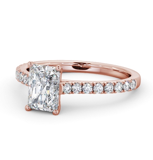 Radiant Diamond 4 Prong Engagement Ring 9K Rose Gold Solitaire with Channel Set Side Stones ENRA34S_RG_THUMB2 