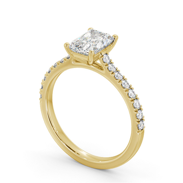 Radiant Diamond Engagement Ring 9K Yellow Gold Solitaire With Side Stones - Carrillo ENRA34S_YG_SIDE
